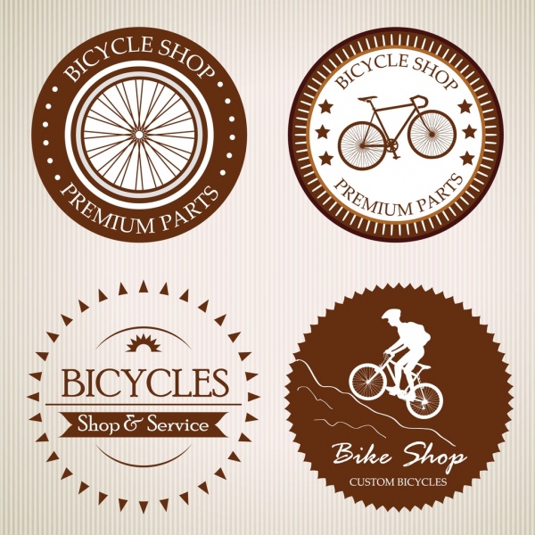 Sepeda toko logotype berbagai lingkaran datar isolasi