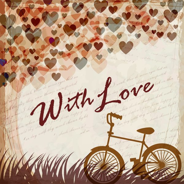 Fahrrad unter Herz Baum romantischen Hintergrund