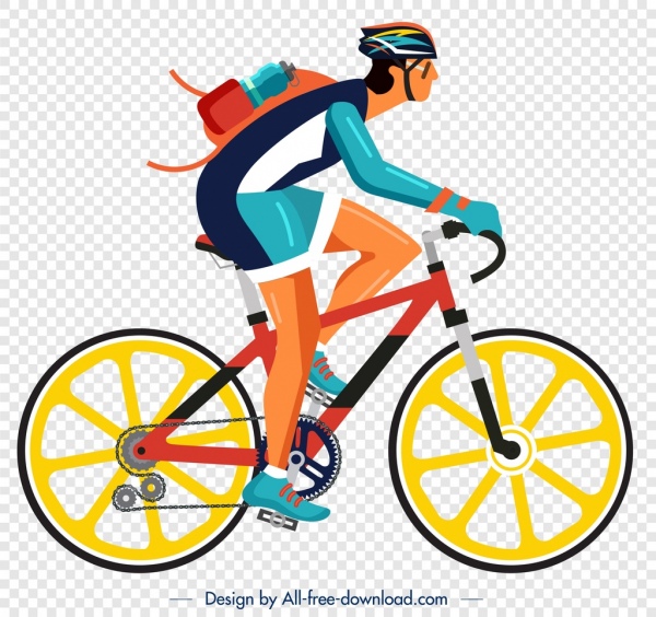 велосипедист значок Красочный мультфильм характер эскиз