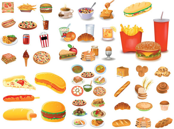 coleções de ícones do alimento grande pequeno-almoço
