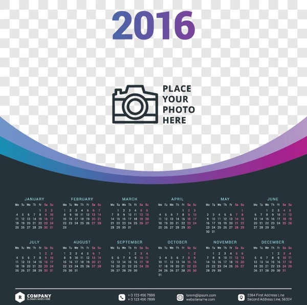 Big Header For Photo16 Calendar Template