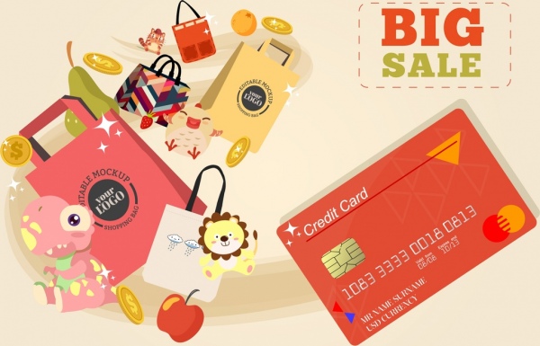 cartão de crédito de bandeira grande venda compras decoração de elementos