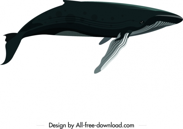 большой кит значок цветной мультфильм эскиз