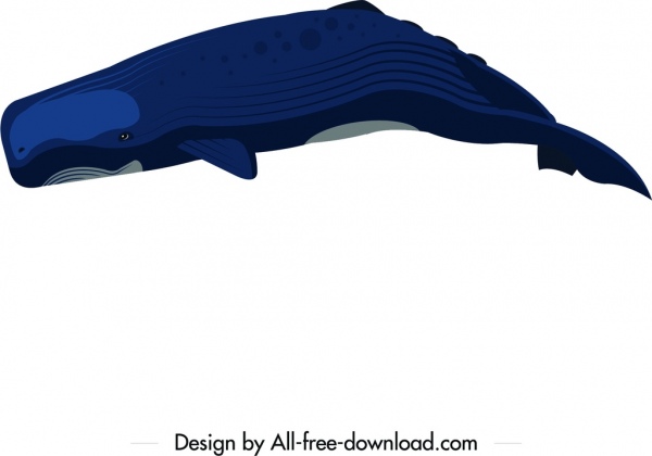 大きな鯨のアイコン色漫画スケッチ