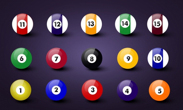 bolas de bilhar estilo realista de design colorido brilhante de ícones