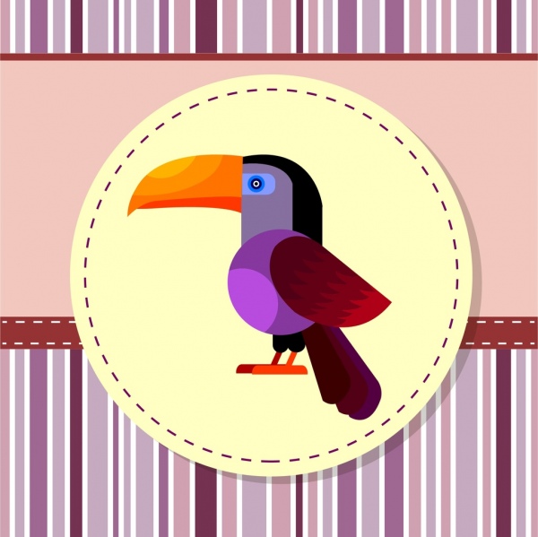 五彩繽紛的鸚鵡鳥背景徽章裝潢的卡通風格
