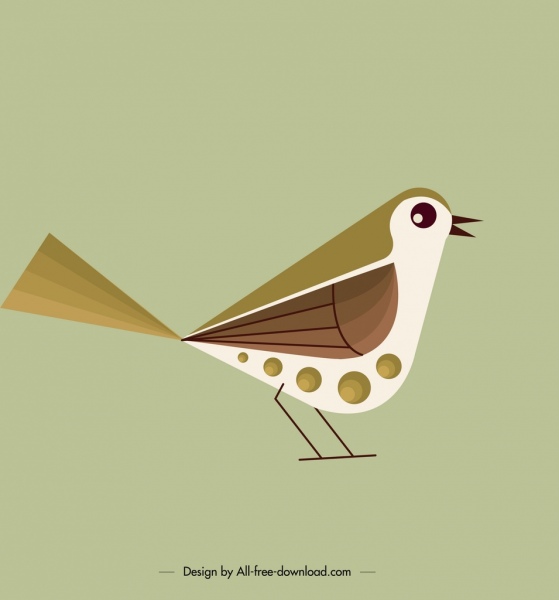 ptak tło ładny mały Wróbel ikona klasycznego płaskim