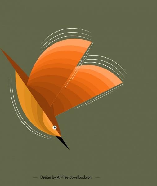 鸟背景飞行麻雀图标颜色古典设计