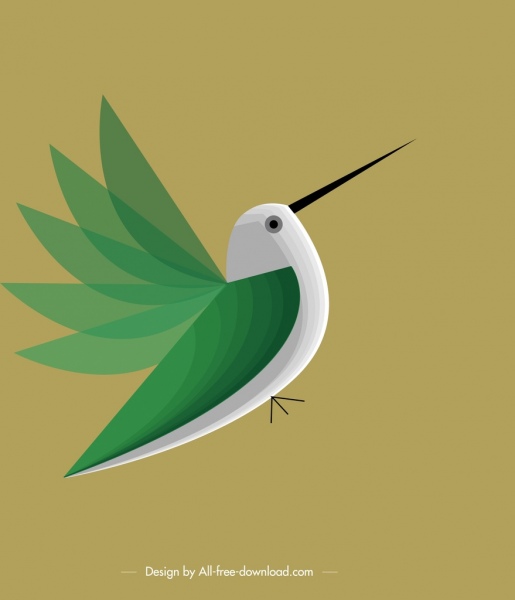 latar belakang burung terbang woodpecker ikon berwarna-warni desain flat