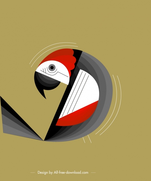 鸟背景鹦鹉图标古典平面设计