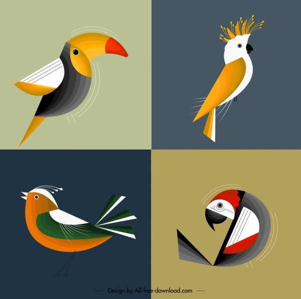 burung nuri latar belakang sparrow ikon berwarna-warni klasik desain