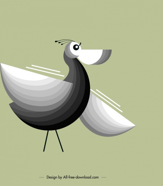 chim nền pelican biểu tượng màu cổ điển sketch