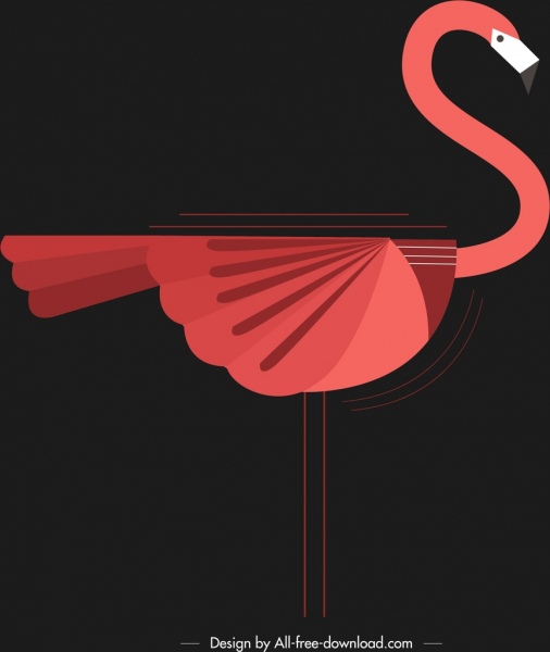 oiseau cigogne rouge icône design foncé fond classique