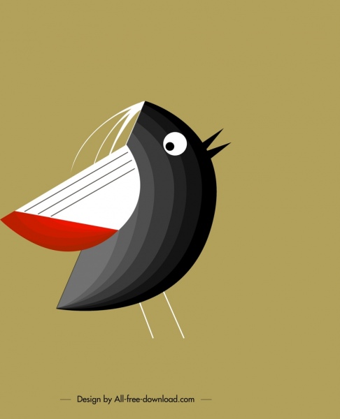 burung latar belakang burung hitam kecil ikon desain klasik
