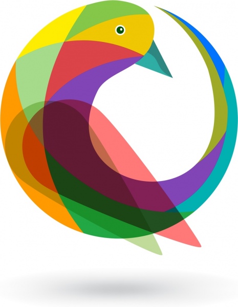 Krzywe kolorowy ptak logo design projektowanie