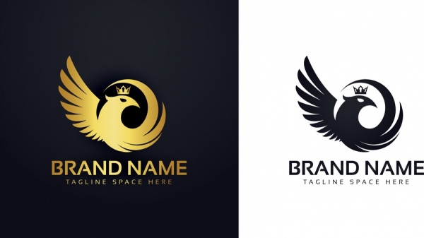 modèle de logo d’oiseau, ailes, icône, silhouette brillante, conception