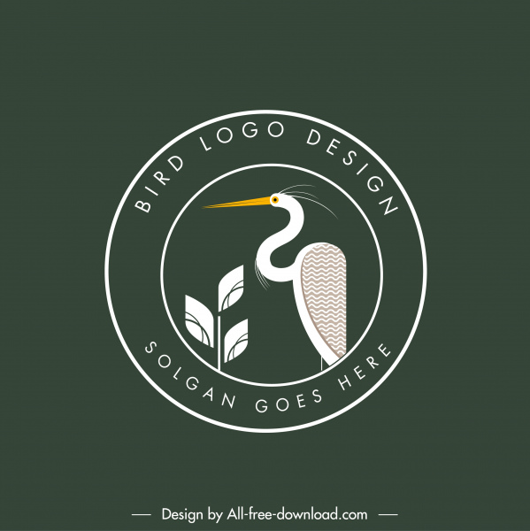 uccello logotipo cicogna schizzo piatto classico