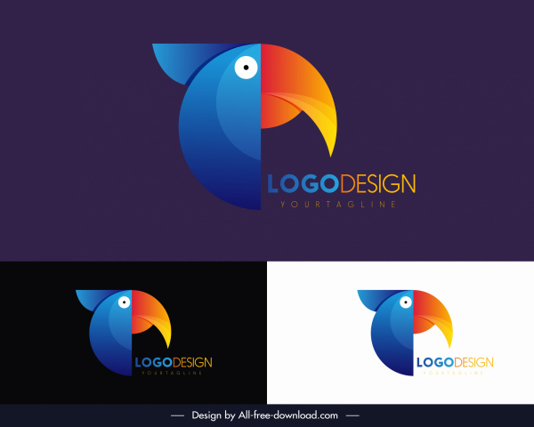 pássaro logotype tucano esboço colorido design plano