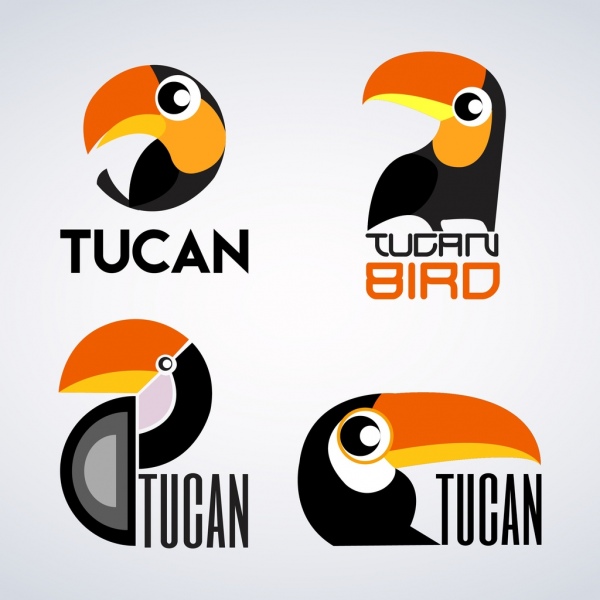 l'oiseau logotypes perroquet dessin plat.