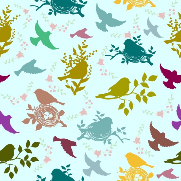farbenfrohe Silhouette Hintergrunddekoration Vögel