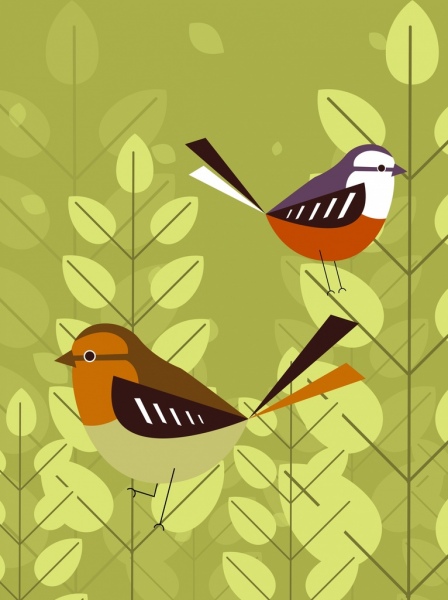 الطيور الخلفية رمز العصفور ديكور شقة متعددة الألوان