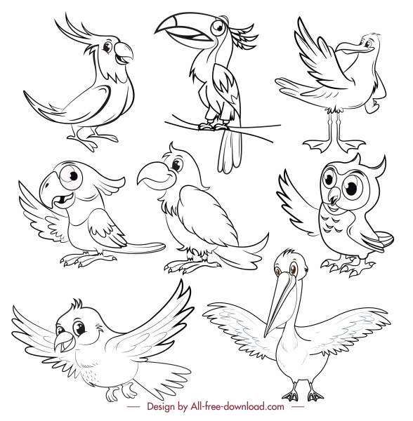 Vẽ Bức Tranh Chim Họa - Thực tế phác thảo màu xám và con chim đen png tải  về - Miễn phí trong suốt Con Chim png Tải về.