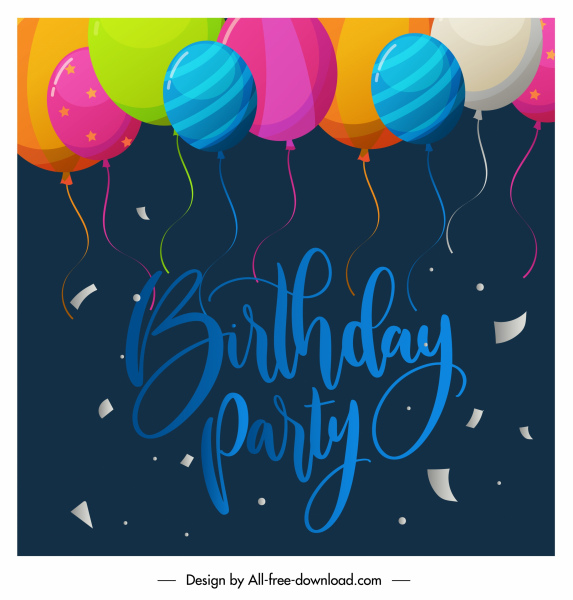 生日橫幅五顏六色的飛氣球多事設計