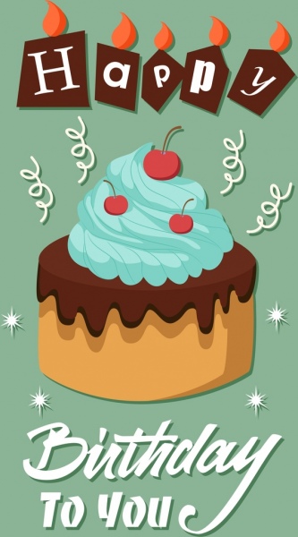 день рождения баннер Кремовый торт фрукты иконы декор