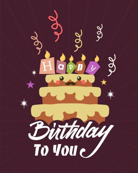 Birthday banner lucu lapisan ikon cake dekorasi