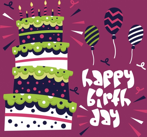 bandiera di compleanno a strati decorazione torta alla crema con i palloncini