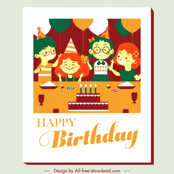 biểu ngữ sinh nhật mẫu funny trẻ em phác họa thiết kế cổ điển