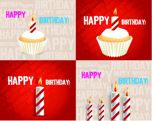 conjunto de vetores de velas e bolos de aniversário