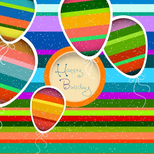 Birthday kartu latar belakang berwarna-warni lumpuh balon dekorasi
