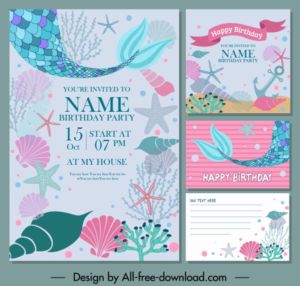 tarjeta de cumpleaños fondos de la decoración de criaturas marinas