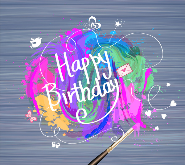 desain kartu ulang tahun dengan cat air ilustrasi