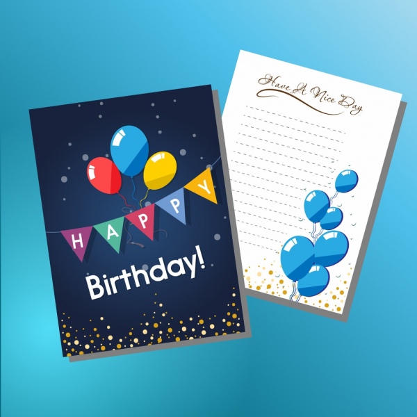 生日卡片範本彩帶氣球裝飾