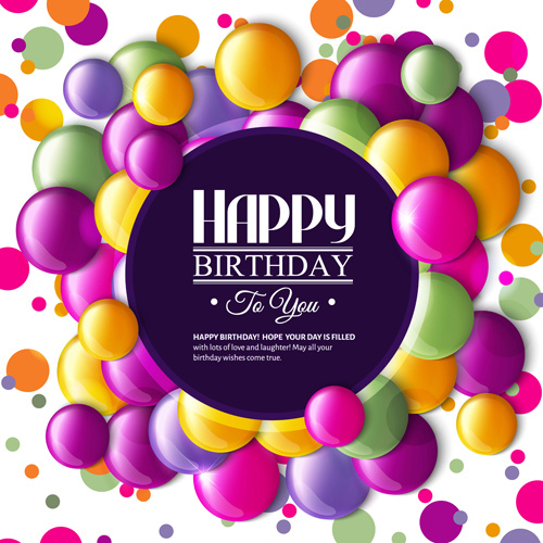 doğum günü kartı ile renkli balonlar vektör