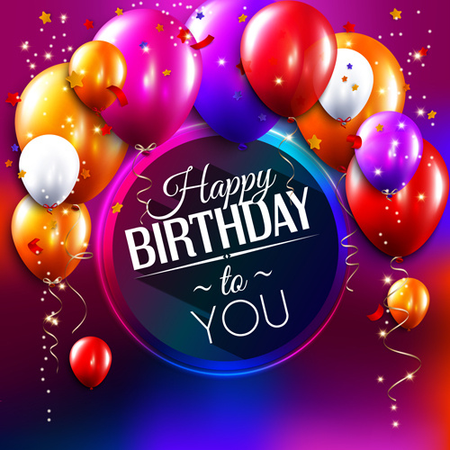 tarjeta de cumpleaños con el vector de globos de colores