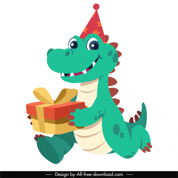день рождения дизайн элемент стилизованный аллигатор эскиз мультипликационный персонаж