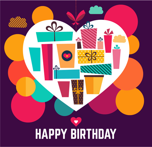 Birthday Gift With Heart Background Vector
