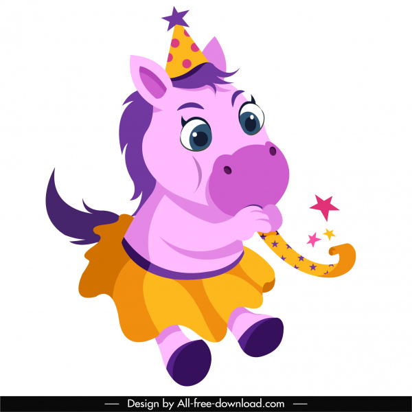 icono de cumpleaños lindo estilizado dibujo de caballo