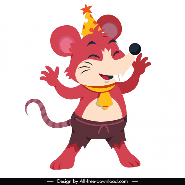 icono del ratón de cumpleaños lindo dibujo de dibujos animados bosquejo