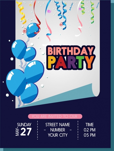 день рождения партии баннер шары ленты свернувшись лист орнамент