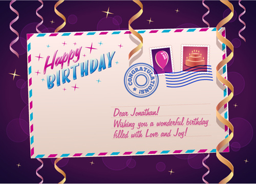 день рождения открытка с бумажной ленты вектор