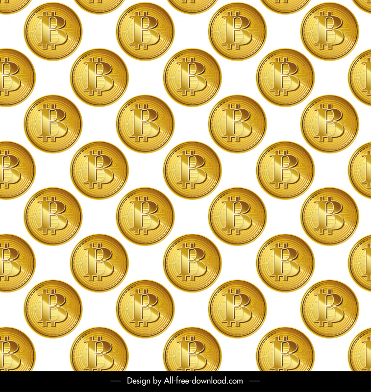 Bitcoin Muster glänzend sich wiederholende Kreise Dekor