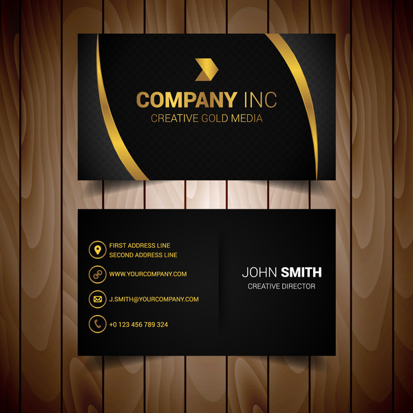 Black And Gold Lined Elegant Business Card Vector Abstract Free Vector Free Download