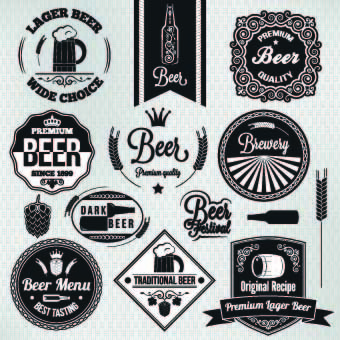etichette per birra bianco e nero di vettore