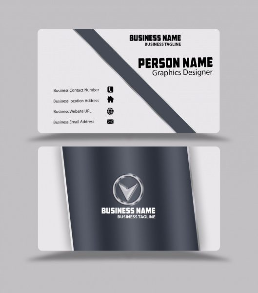черно-белый цвет бизнес-карты шаблон дизайна PSD