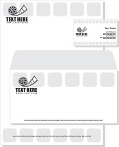 Black And White Film Strip Letterhead Visiting Card And Envelope Vector Template