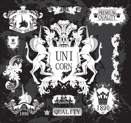 Black And White Heraldry Coat Of Arms Vector 2